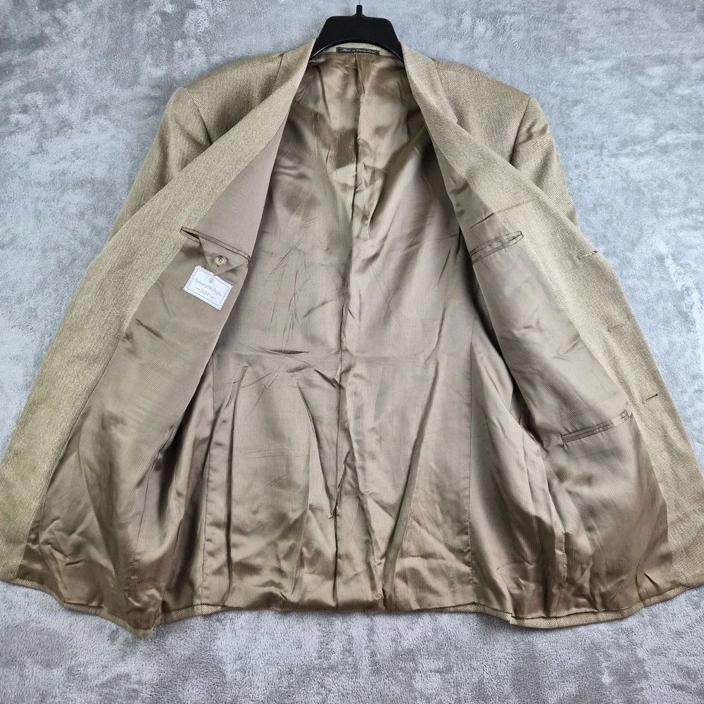 Ermenegildo Zegna Soft Blazer Jacket Mens 56R Beige Silk Wool Blend Switzerland